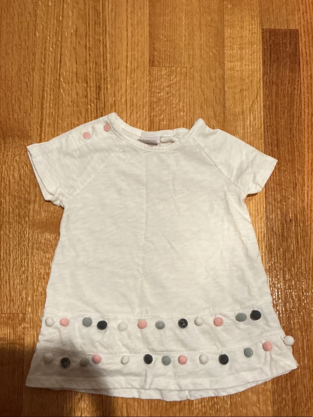 Maggie & Zoe Cream Short Sleeve Top with Pom Trim